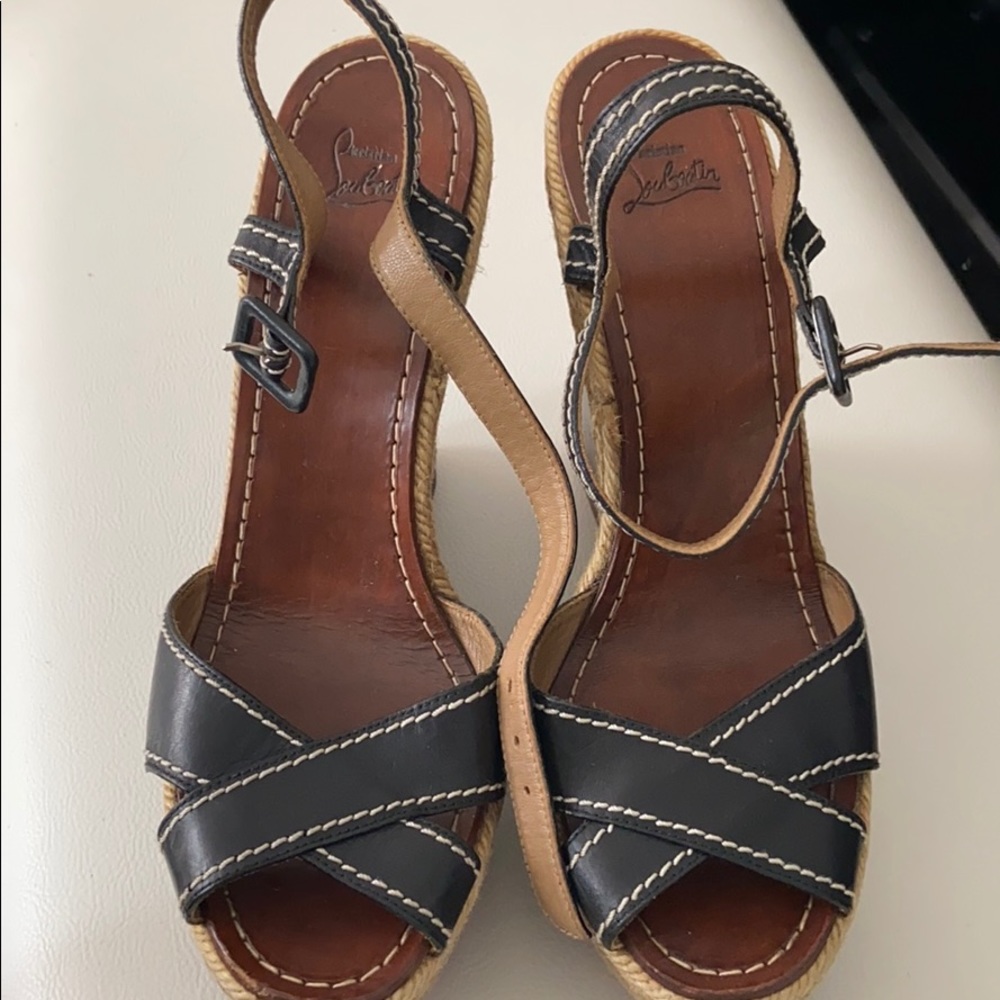 Christian Louboutin leather wedges